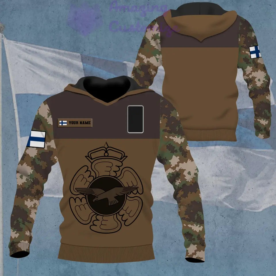 Personalisierter Kapuzenpullover mit Camouflage-Muster für finnische Soldaten/Veteranen mit Namen und Rang – 16862688