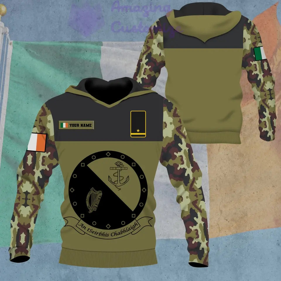 Sweat à capuche personnalisé avec nom et grade de soldat/vétéran irlandais - 16862688