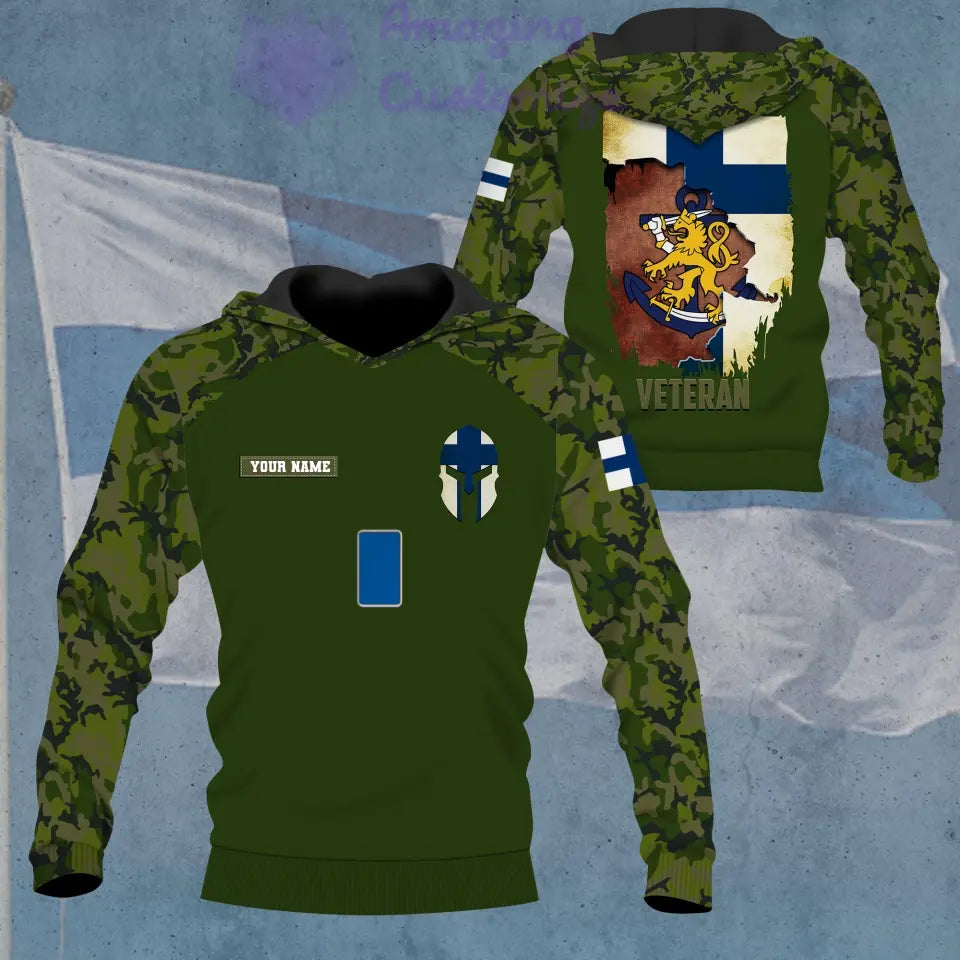 Sweat à capuche personnalisé avec nom et grade de soldat/vétéran finlandais - 16866144