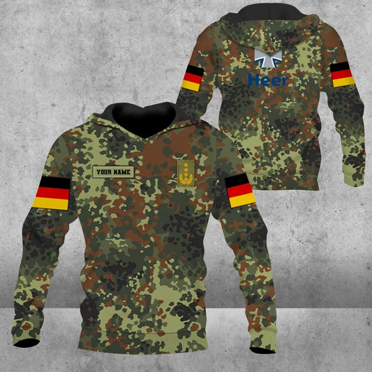 Sweat à capuche personnalisé avec camouflage soldat/vétéran allemand avec nom et grade imprimé en 3D - 1708230001