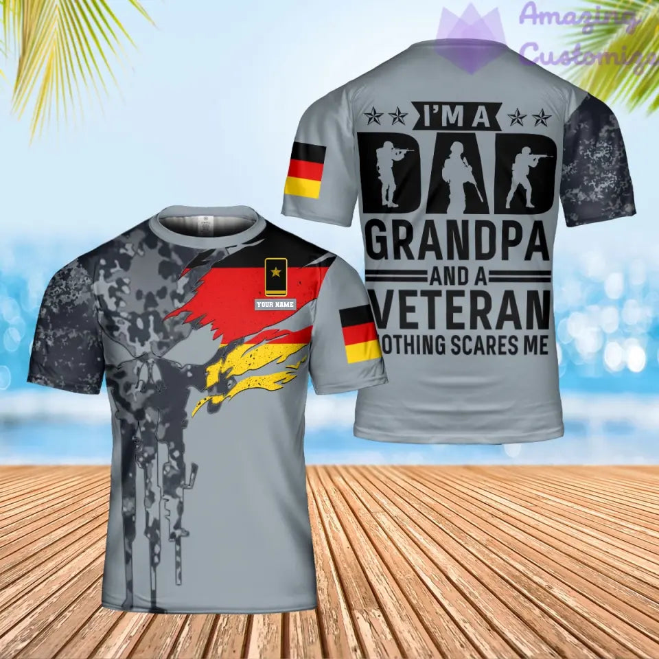 Personalisiertes T-Shirt mit Camouflage-Muster für deutsche Soldaten/Veteranen mit Namen und Rang, 3D-Druck – 0302240001