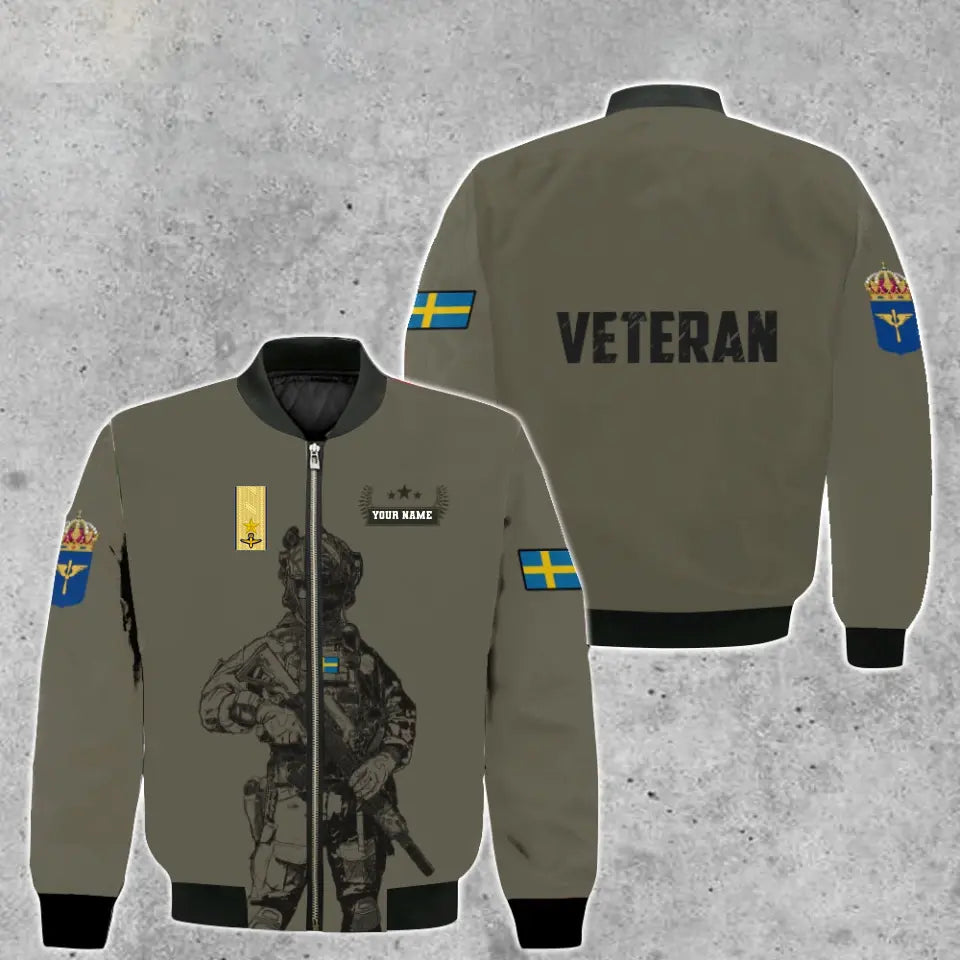 Personalisierter Kapuzenpullover mit Camouflage-Muster für schwedische Soldaten/Veteranen mit Namen und Rang, 3D-Druck – 16968096