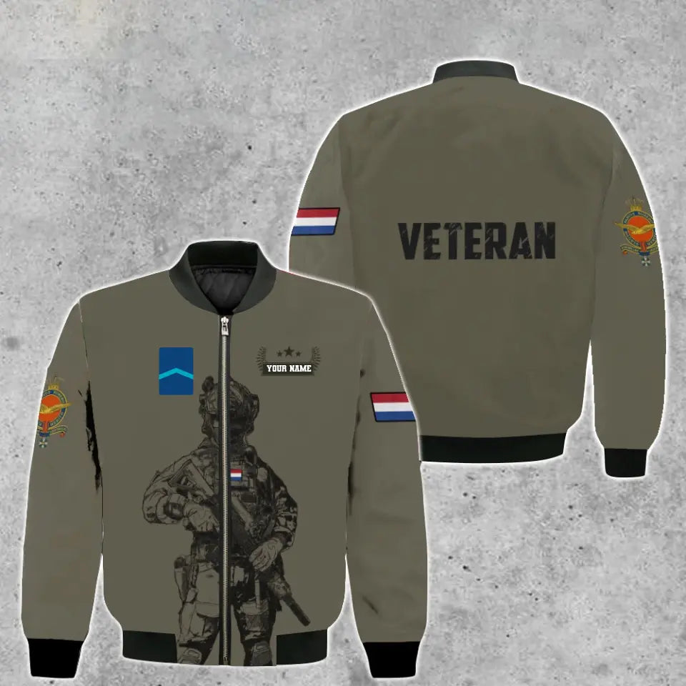 Personalisierter Kapuzenpullover mit Camouflage-Muster für niederländische Soldaten/Veteranen mit Namen und Rang, 3D-Druck – 16968096