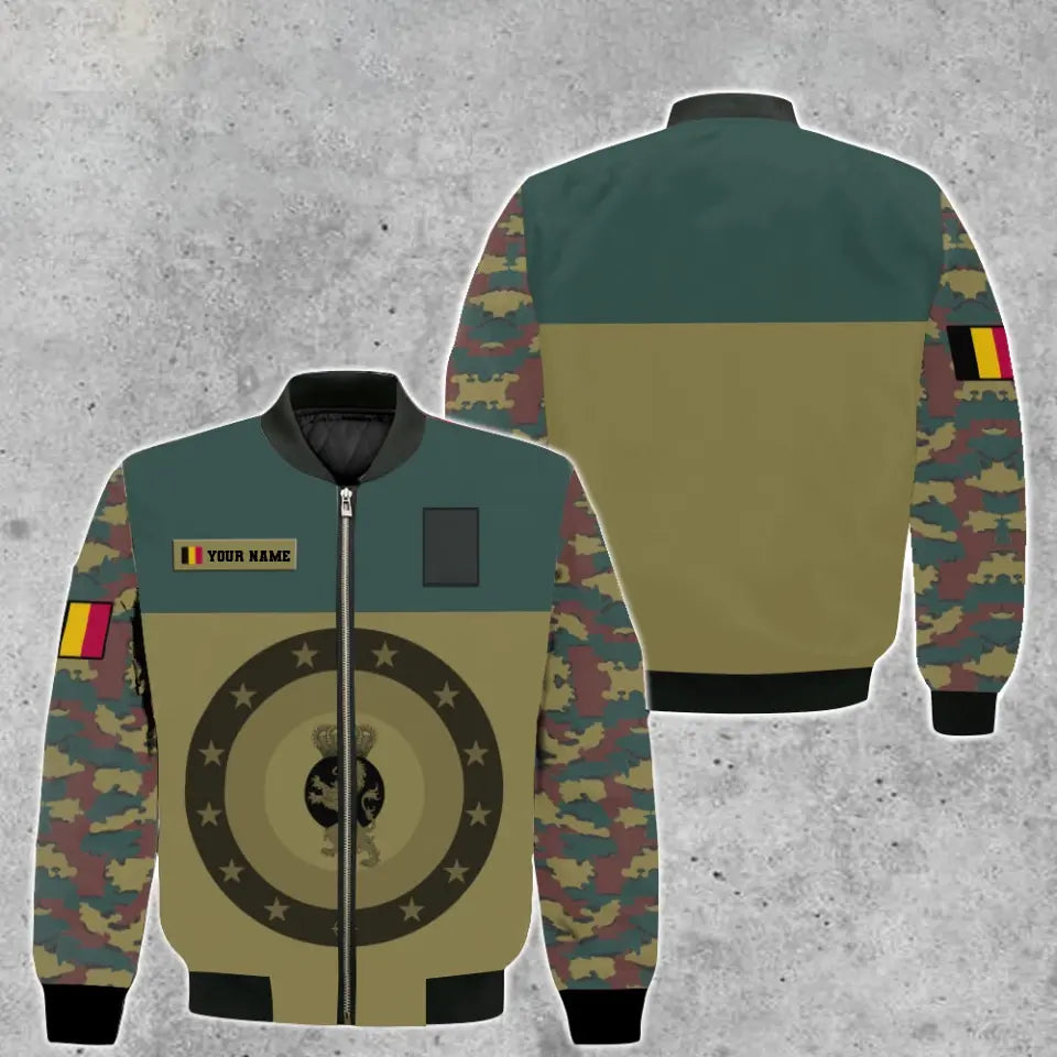 Personalisierter Kapuzenpullover mit 3D-Druck für belgische Soldaten/Veteranen im Camouflage-Muster mit Namen und Rang – 16966368