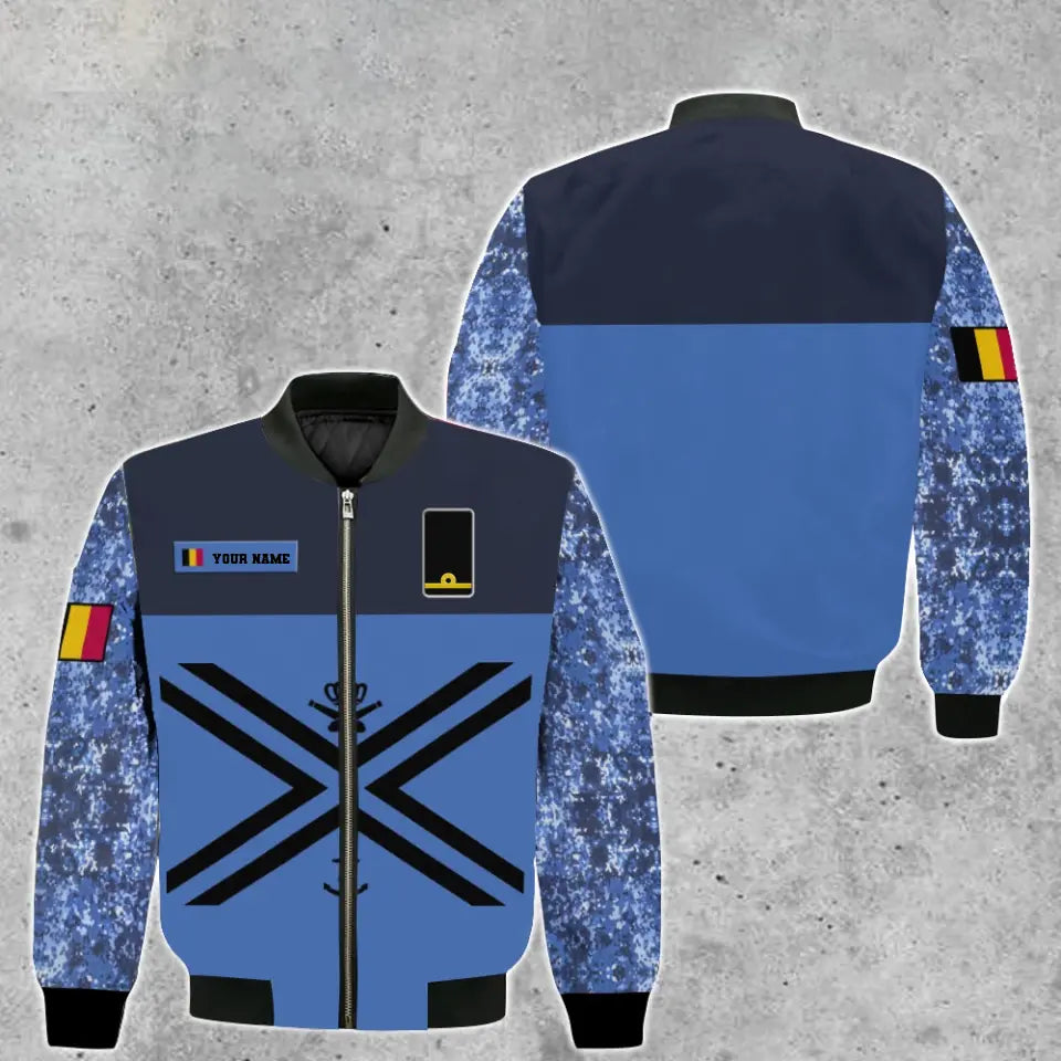 Personalisierter Kapuzenpullover mit 3D-Druck für belgische Soldaten/Veteranen im Camouflage-Muster mit Namen und Rang – 16966368