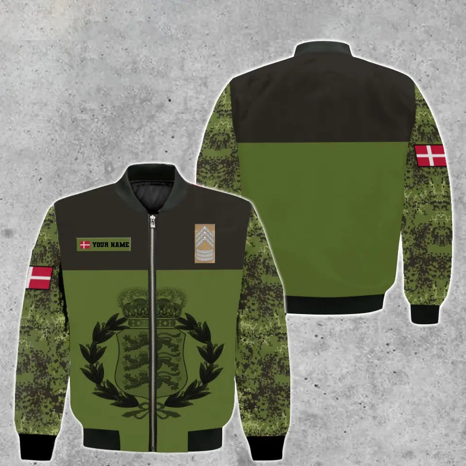 Personalisierter Kapuzenpullover mit Camouflage-Muster für dänische Soldaten/Veteranen mit Namen und Rang – 16966368