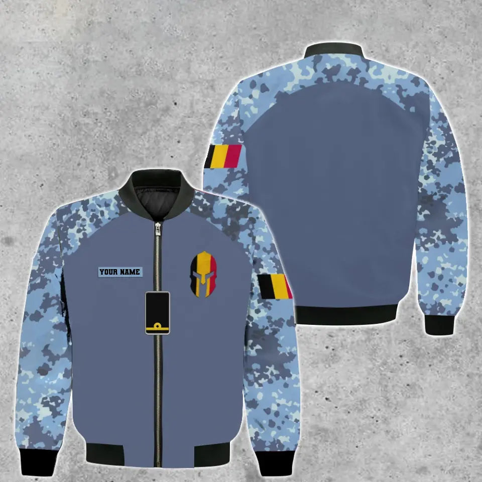 Personalisierter Kapuzenpullover mit 3D-Druck für belgische Soldaten/Veteranen im Camouflage-Muster mit Namen und Rang – 16968960