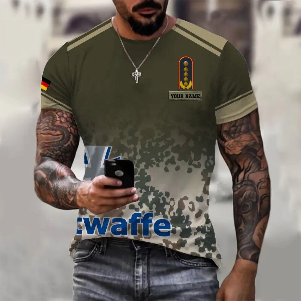 Sweat à capuche personnalisé avec camouflage soldat/vétéran allemand avec nom et grade imprimé en 3D - 0711230005