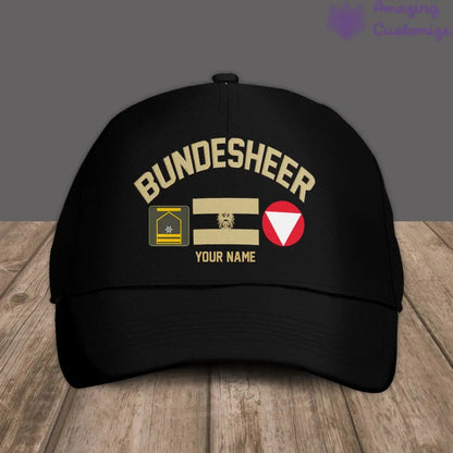 Personalized Rank And Name Austria Soldier/Veterans Camo Baseball Cap Gold Version - 16892928