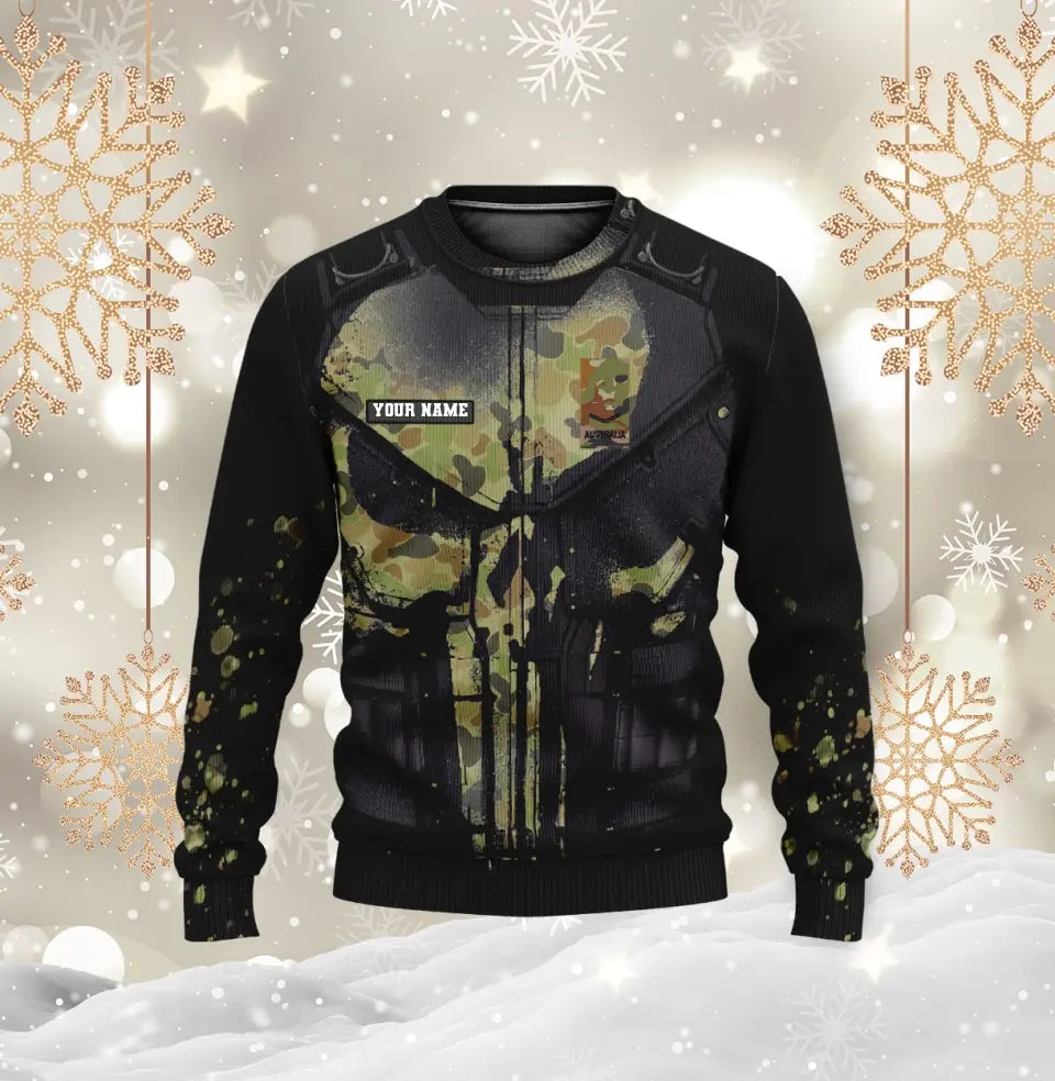 Personalisierter Kapuzenpullover mit Camouflage-Muster für australische Soldaten/Veteranen mit Namen und Rang, 3D-Druck – 2911230001