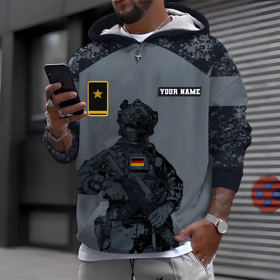 Personalized Germany Soldier/ Veteran Camo With Name And Rank Hoodie 3D Printed - 2911230001