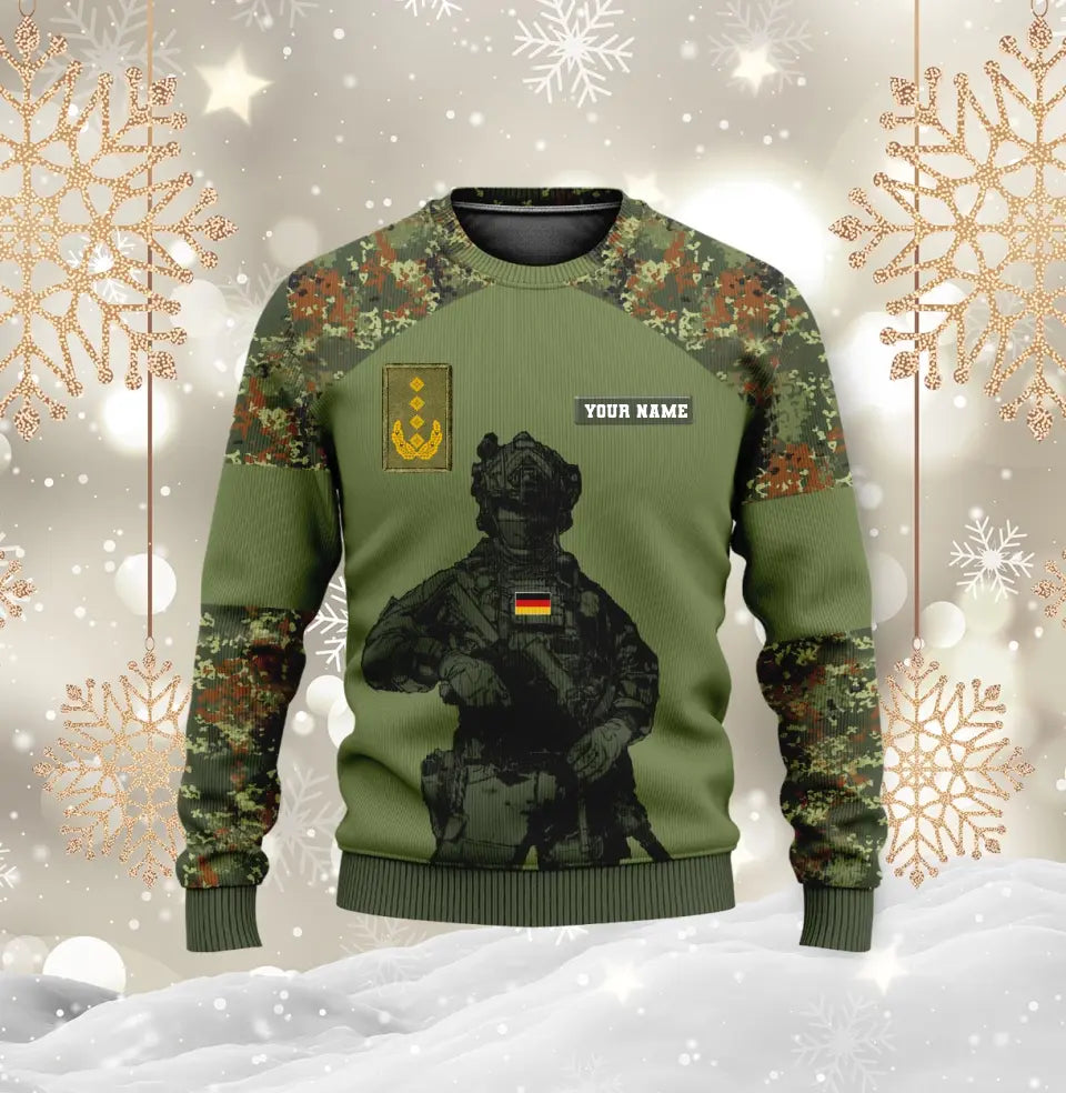 Personalisierter Kapuzenpullover mit Camouflage-Muster für deutsche Soldaten/Veteranen mit Namen und Rang, 3D-Druck – 2911230001