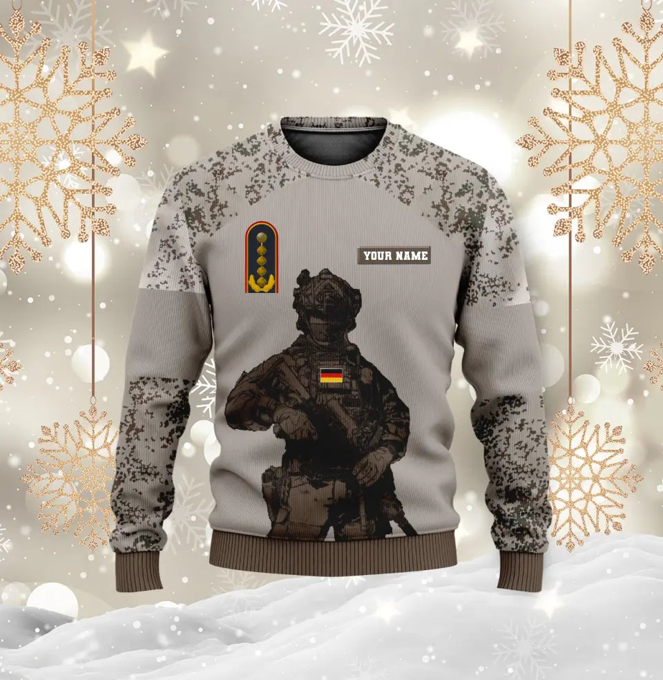 Personalisierter Kapuzenpullover mit Camouflage-Muster für deutsche Soldaten/Veteranen mit Namen und Rang, 3D-Druck – 2911230001