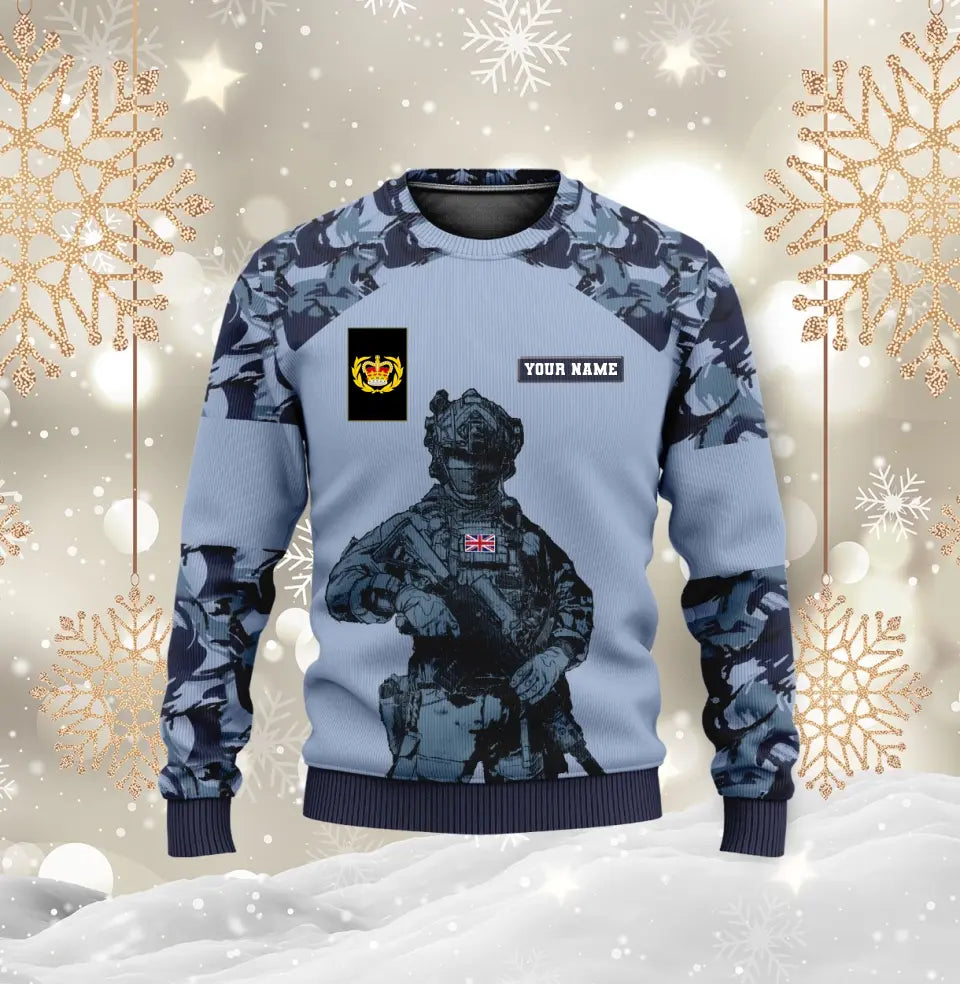 Sweat à capuche personnalisé avec camouflage soldat/vétéran britannique avec nom et grade imprimé en 3D - 2911230001