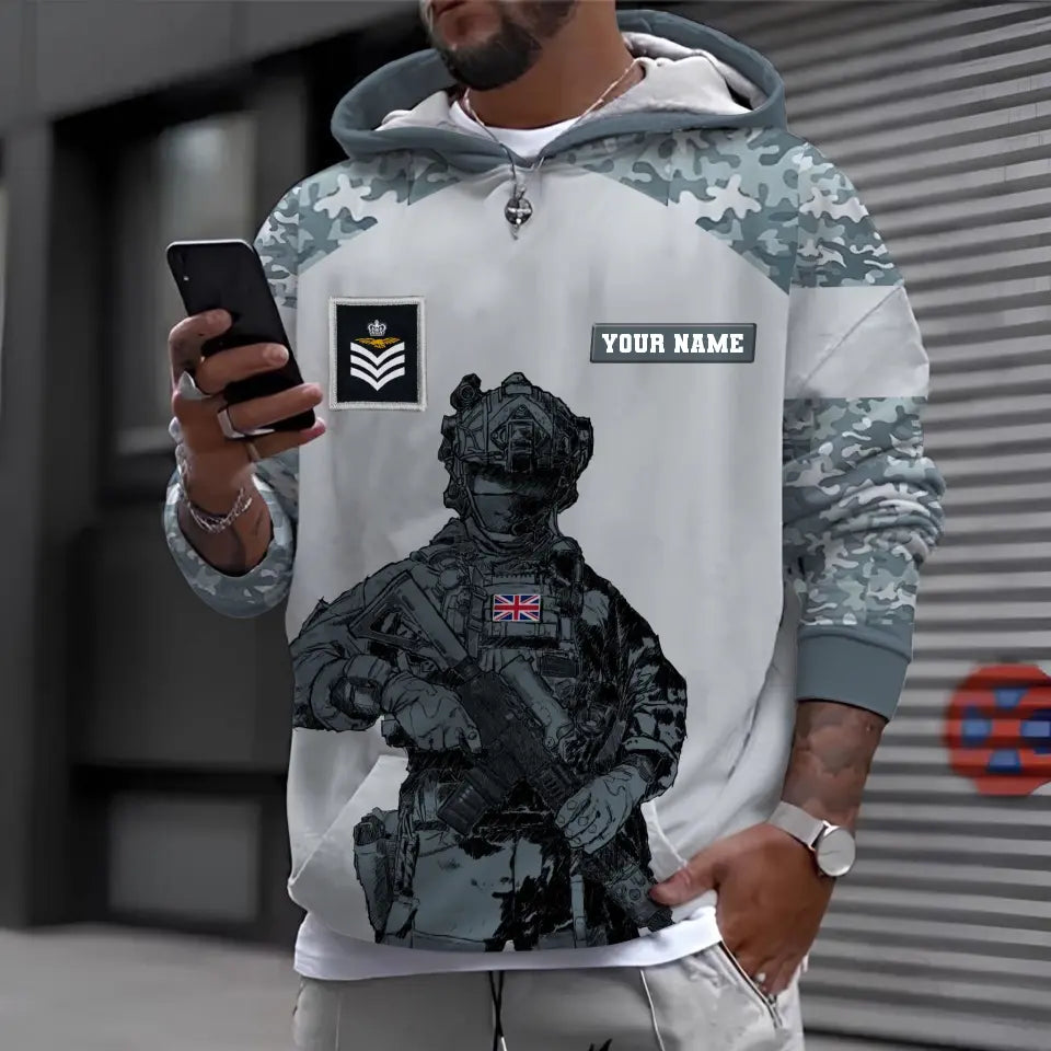 Personalized UK Soldier/ Veteran Camo With Name And Rank Hoodie 3D Printed - 2911230001