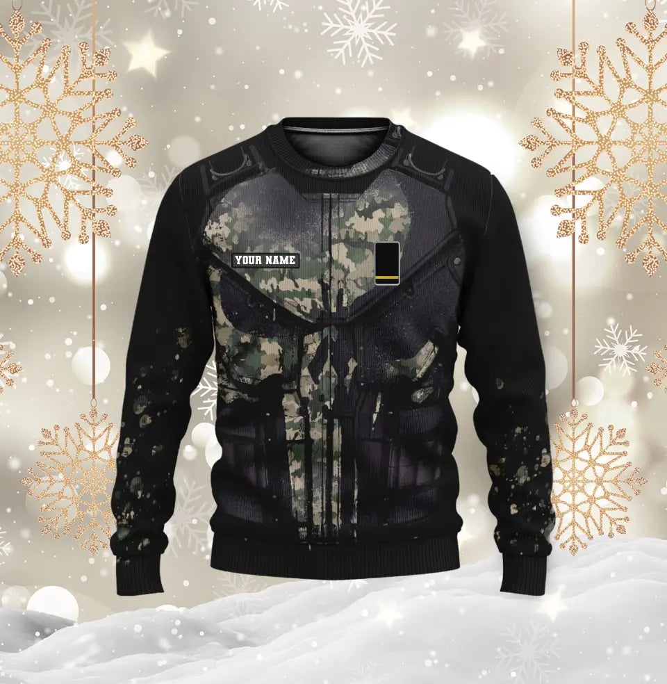 Personalisierter Kapuzenpullover mit Camouflage-Muster für französische Soldaten/Veteranen mit Namen und Rang, 3D-Druck – 17013888