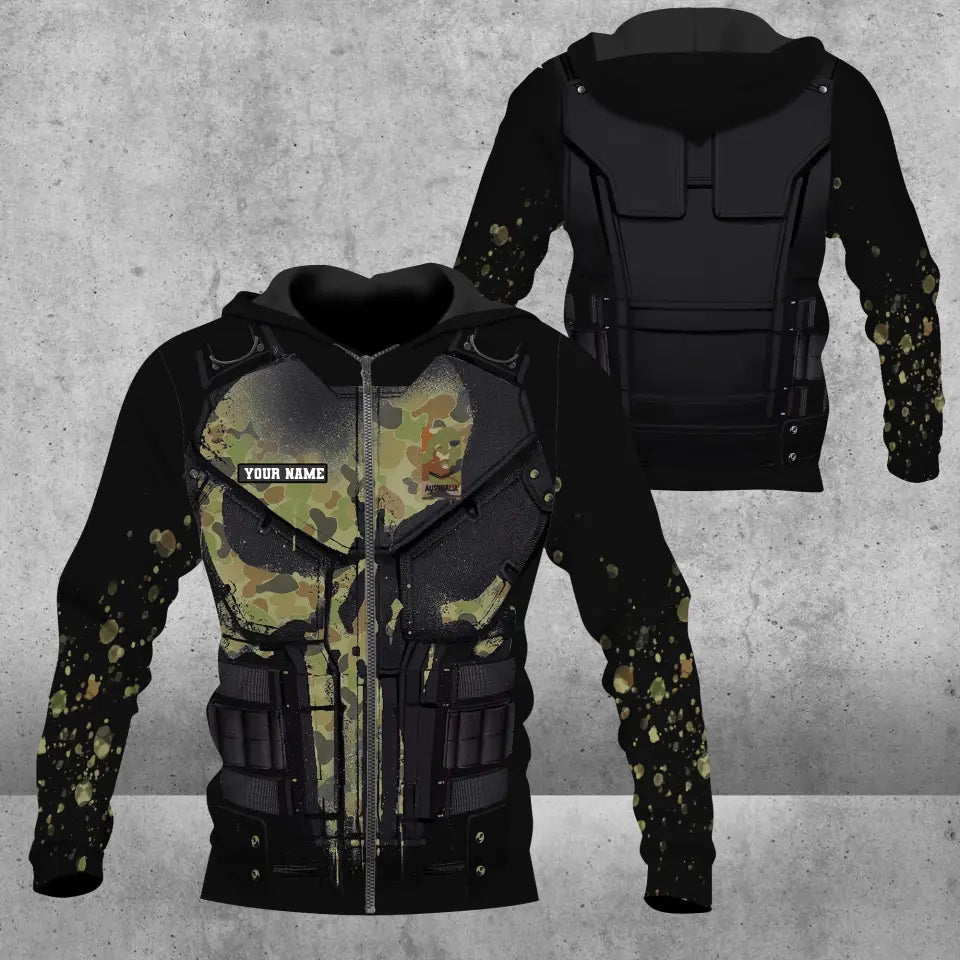 Sweat à capuche personnalisé avec camouflage soldat/vétéran australien avec nom et grade imprimé en 3D - 17013888