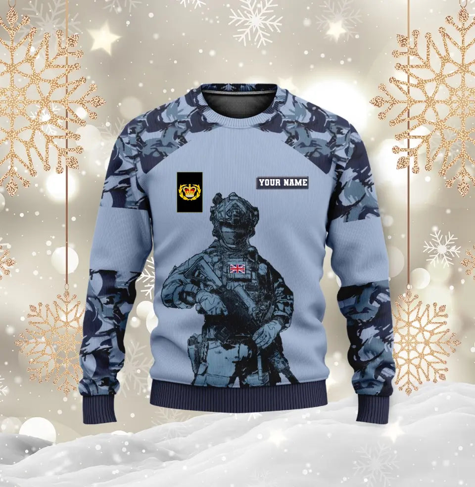 Sweat à capuche personnalisé avec camouflage soldat/vétéran britannique avec nom et grade imprimé en 3D -0512230001