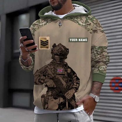 Personalisierter Kapuzenpullover mit Camouflage-Muster für britische Soldaten/Veteranen mit Namen und Rang, 3D-Druck -0512230001