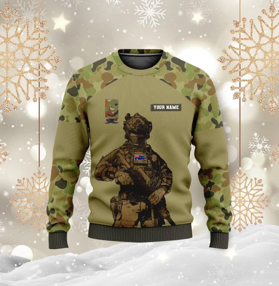 Sweat à capuche personnalisé avec camouflage soldat/vétéran australien avec nom et grade imprimé en 3D - 17017344