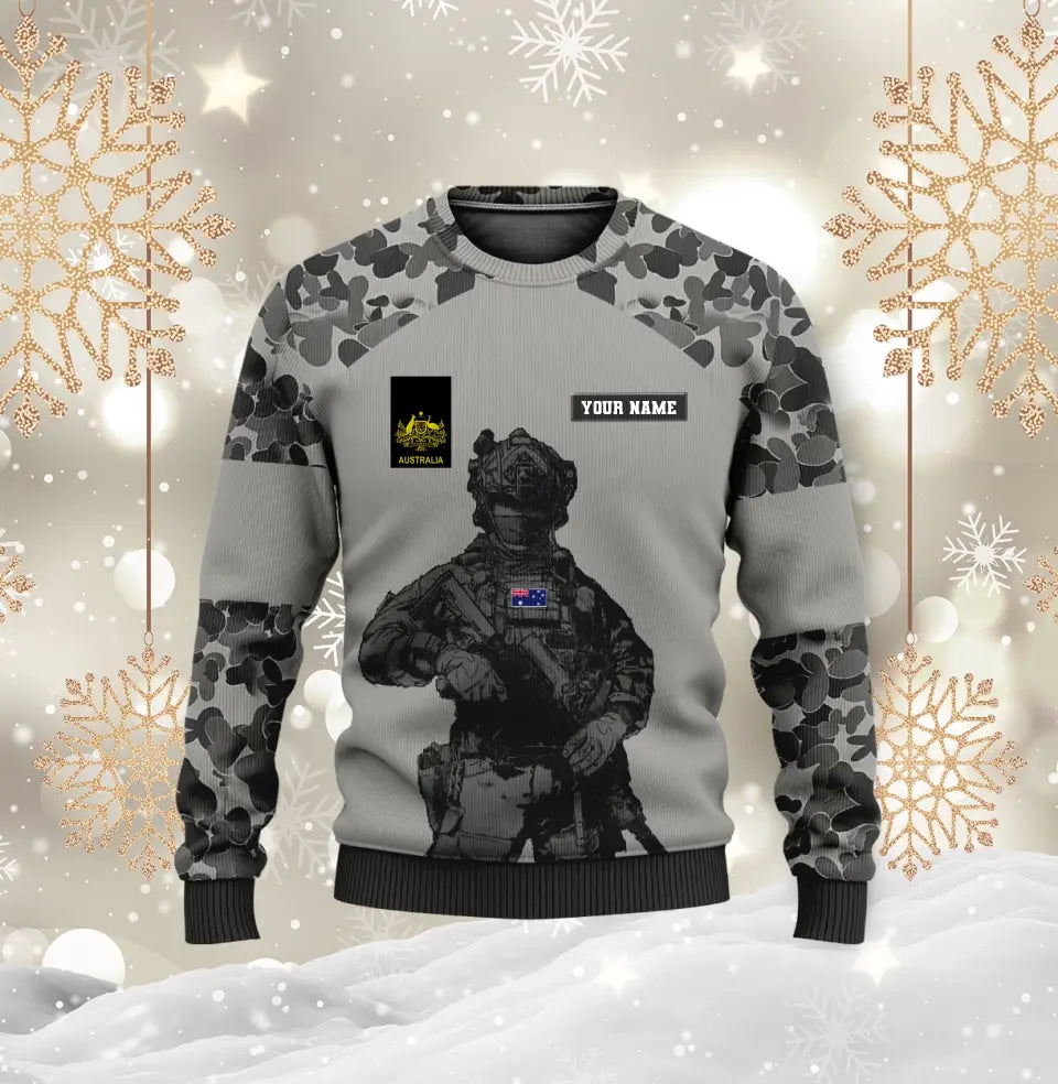 Sweat à capuche personnalisé avec camouflage soldat/vétéran australien avec nom et grade imprimé en 3D - 17017344