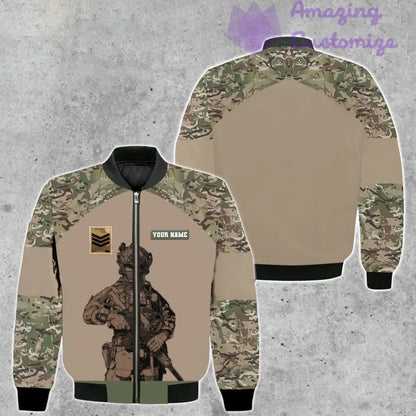 Personalisierte Bomberjacke im Camouflage-Muster mit Namen und Rang des britischen Soldaten/Veteranen, 3D-Druck – 0511230001