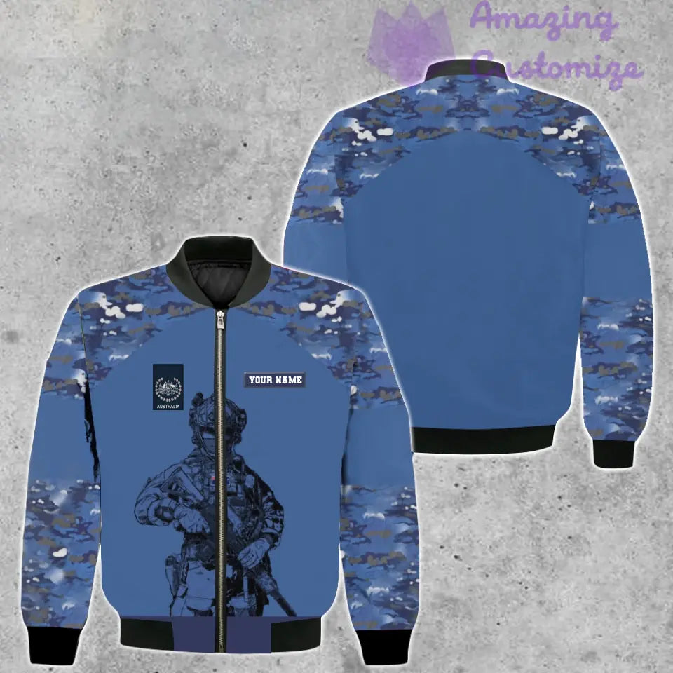 Blouson aviateur personnalisé avec camouflage soldat/vétéran australien avec nom et grade imprimé en 3D - 0511230001