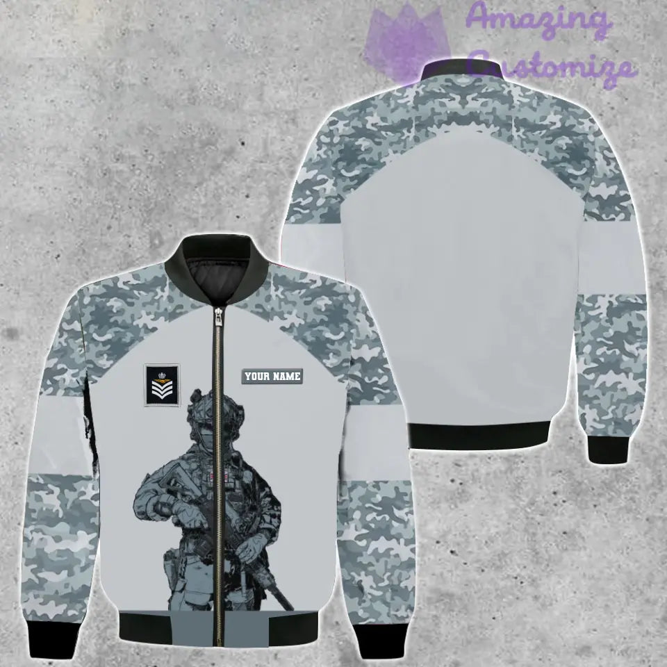 Personalisierte Bomberjacke im Camouflage-Muster mit Namen und Rang des britischen Soldaten/Veteranen, 3D-Druck – 0511230001