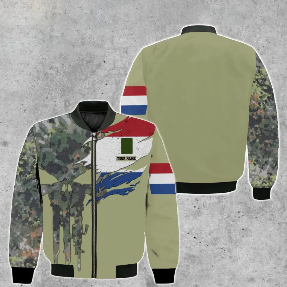 Personalisierter Kapuzenpullover mit Camouflage-Muster für niederländische Soldaten/Veteranen mit Namen und Rang – 0512230001