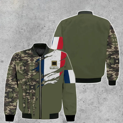 Personalisierter Kapuzenpullover mit Camouflage-Muster für französische Soldaten/Veteranen mit Namen und Rang – 0512230001