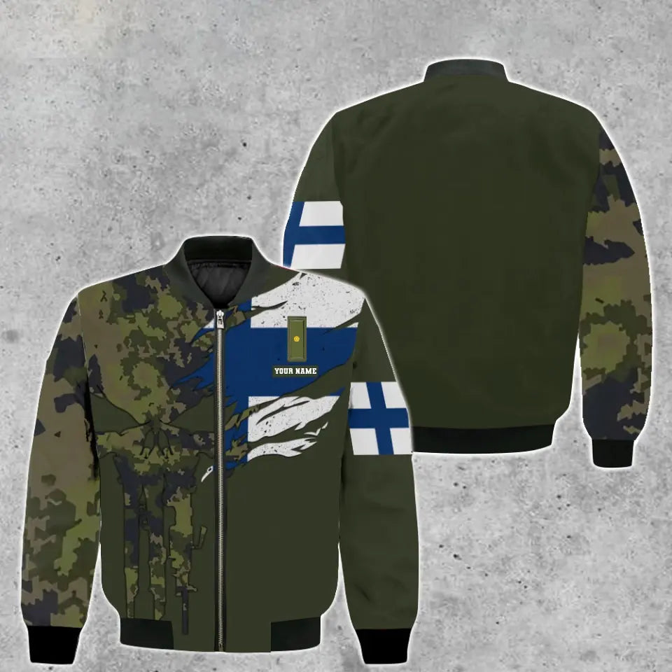 Personalisierter Kapuzenpullover mit Camouflage-Muster für finnische Soldaten/Veteranen mit Namen und Rang – 0512230001