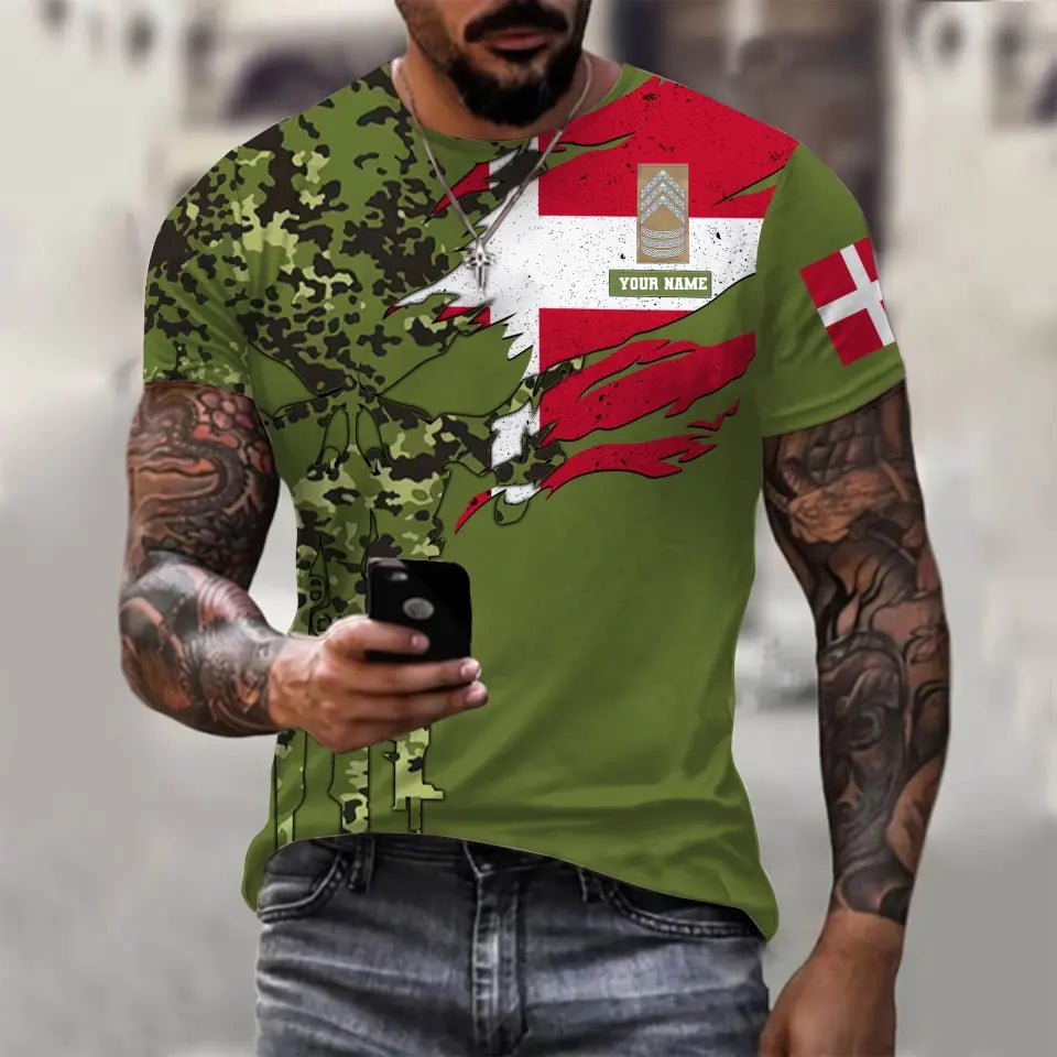 Sweat à capuche personnalisé avec camouflage soldat/vétéran du Danemark avec nom et grade - 0512230001