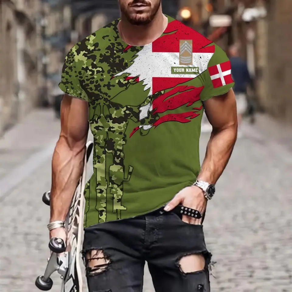 Personalized Denmark Soldier/ Veteran Camo With Name And Rank Hoodie - 0512230001