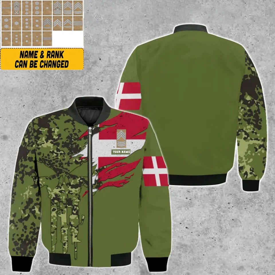 Sweat à capuche personnalisé avec camouflage soldat/vétéran du Danemark avec nom et grade - 0512230001