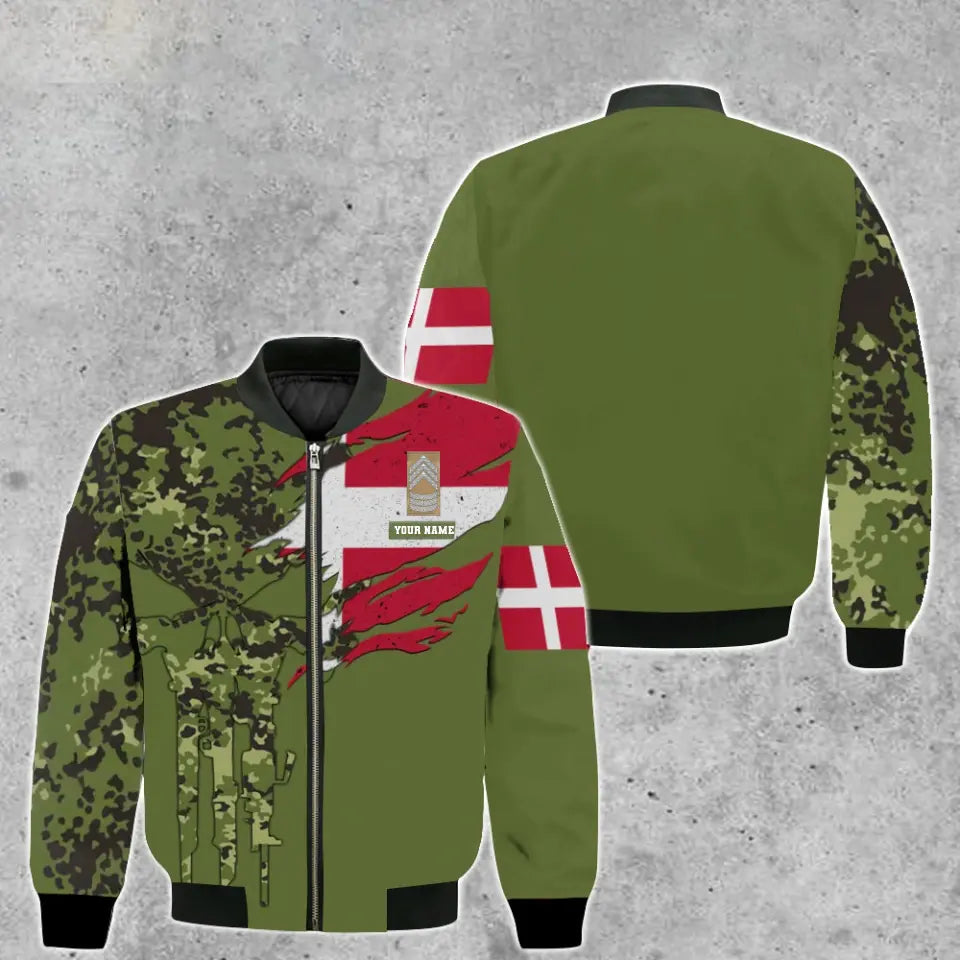 Sweat à capuche personnalisé avec camouflage soldat/vétéran du Danemark avec nom et grade - 0512230001