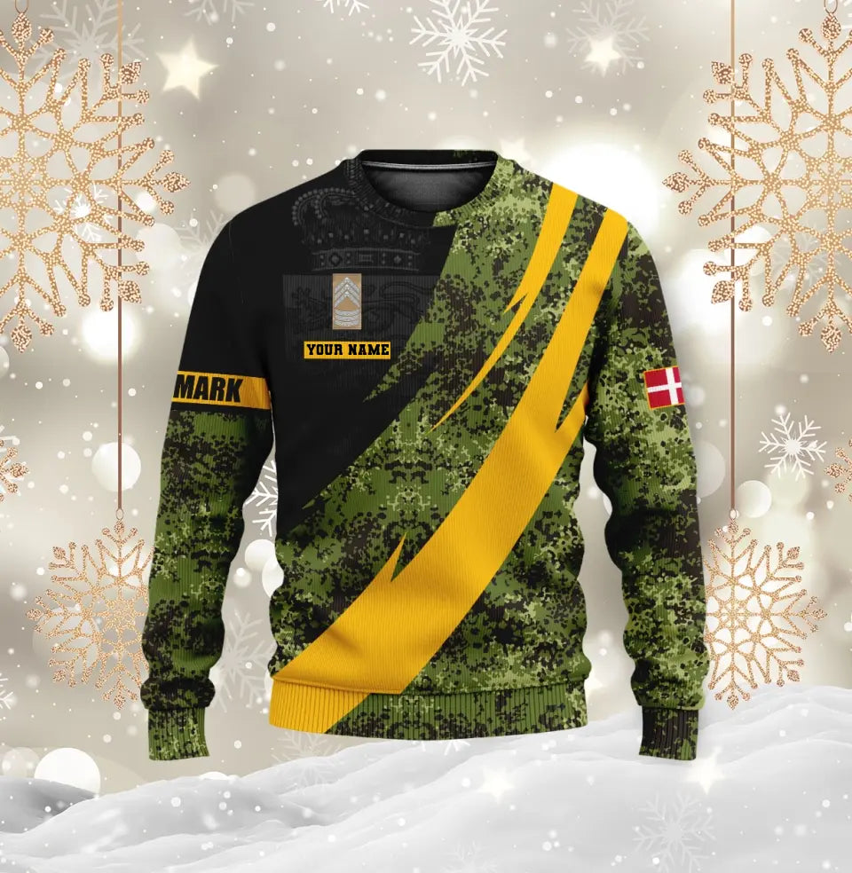 Personalisierter Kapuzenpullover für dänische Soldaten/Veteranen im Camouflage-Muster mit Namen und Rang, 3D-Druck – 0512230002