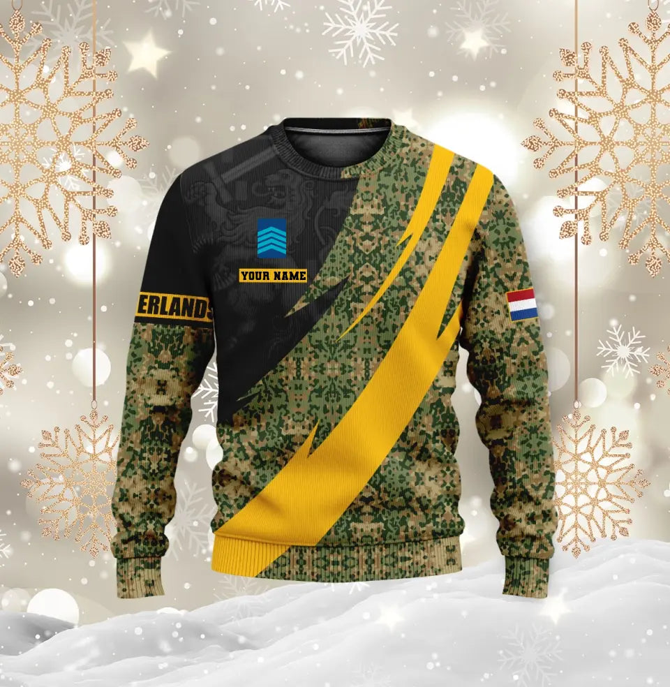 Personalisierter Kapuzenpullover für niederländische Soldaten/Veteranen im Camouflage-Muster mit Namen und Rang, 3D-Druck – 0512230002