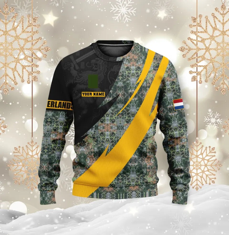 Personalisierter Kapuzenpullover für niederländische Soldaten/Veteranen im Camouflage-Muster mit Namen und Rang, 3D-Druck – 0512230002