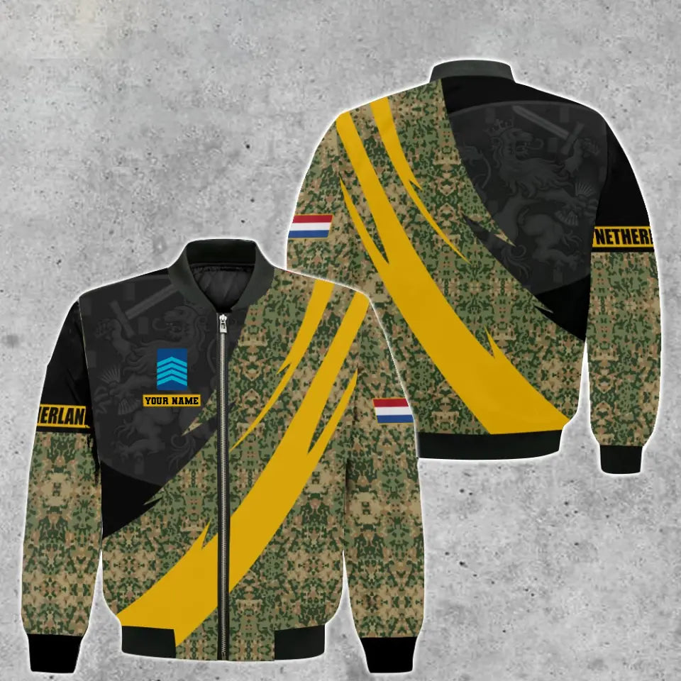 Personalisierter Kapuzenpullover für niederländische Soldaten/Veteranen im Camouflage-Muster mit Namen und Rang, 3D-Druck – 0512230002