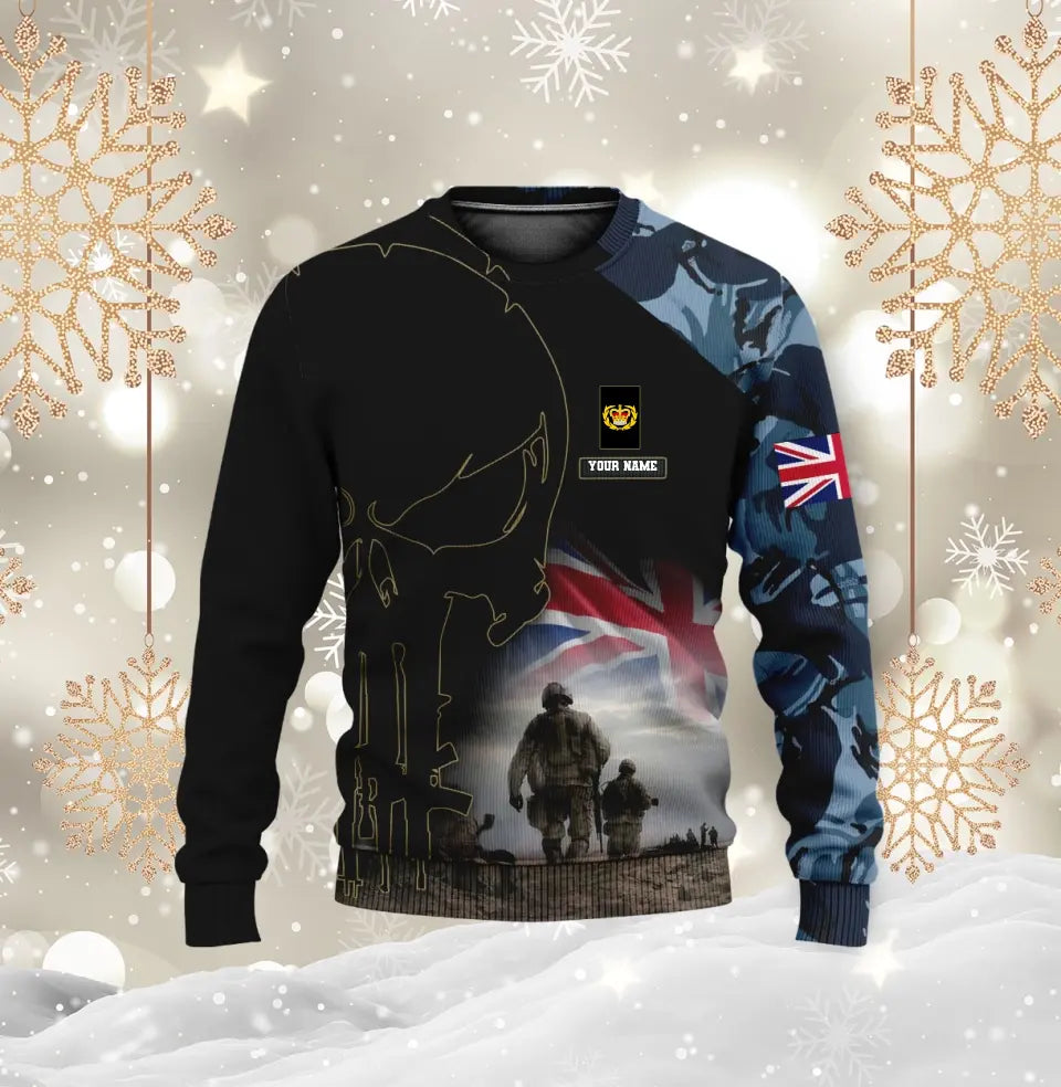 Personalisierter Kapuzenpullover mit Camouflage-Muster für britische Soldaten/Veteranen mit Namen und Rang, 3D-Druck – 0512230001