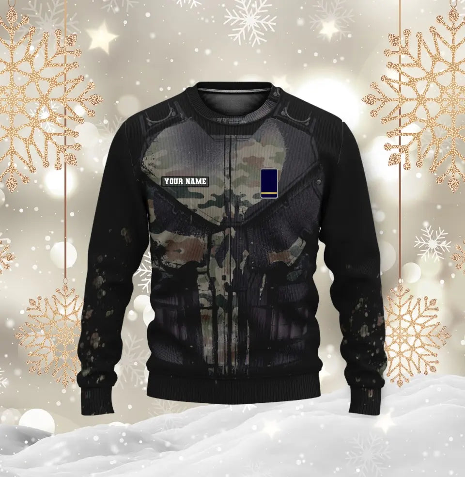 Personalisierter Kapuzenpullover mit Camouflage-Muster für französische Soldaten/Veteranen mit Namen und Rang, 3D-Druck -0712230001