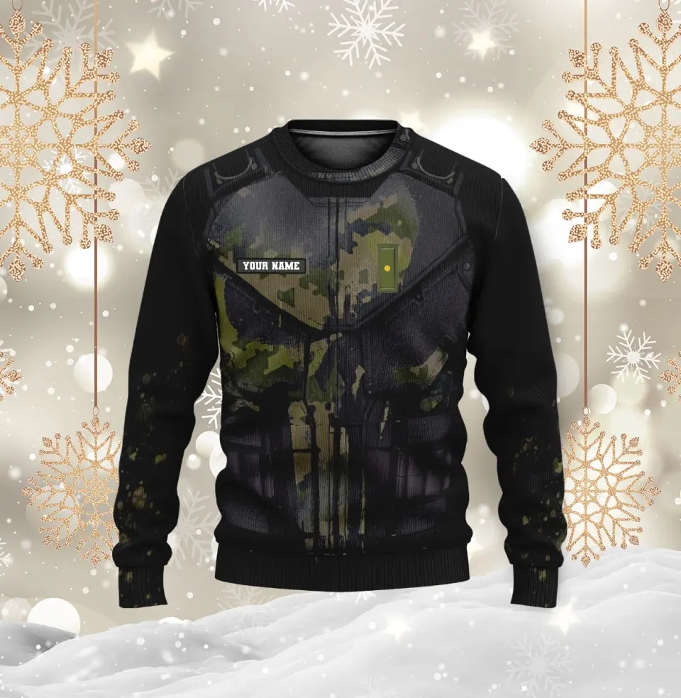 Personalisierter Kapuzenpullover mit 3D-Druck für finnische Soldaten/Veteranen im Camouflage-Muster mit Namen und Rang – 17019936