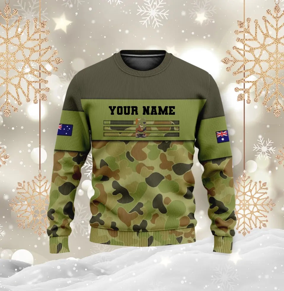 Personalisierter Kapuzenpullover mit Camouflage-Muster für australische Soldaten/Veteranen mit Namen und Rang, 3D-Druck – 17022528