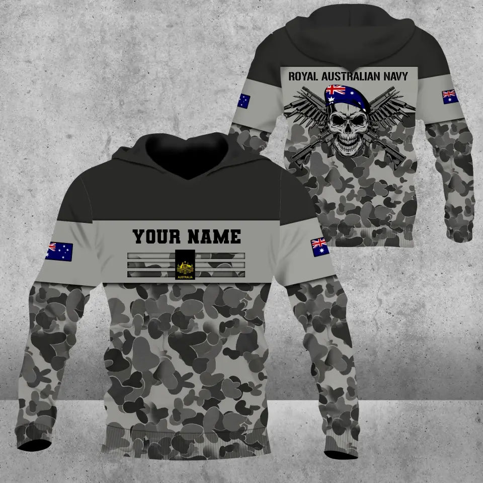 Personalisierter Kapuzenpullover mit Camouflage-Muster für australische Soldaten/Veteranen mit Namen und Rang, 3D-Druck – 17022528