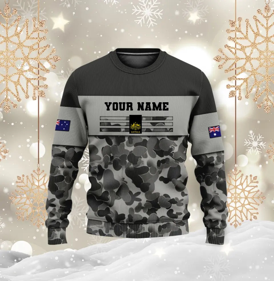 Personalisierter Kapuzenpullover mit Camouflage-Muster für australische Soldaten/Veteranen mit Namen und Rang, 3D-Druck – 17022528