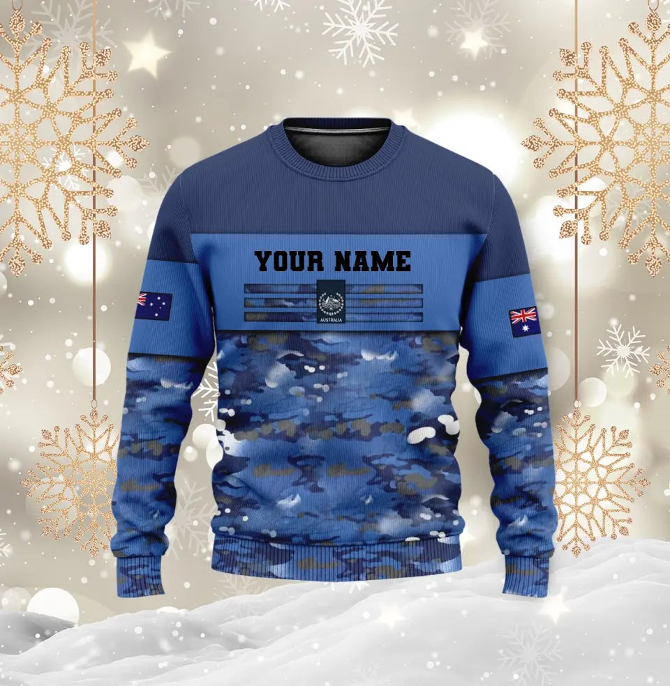 Personalisierter Kapuzenpullover mit Camouflage-Muster für australische Soldaten/Veteranen mit Namen und Rang, 3D-Druck – 17022528