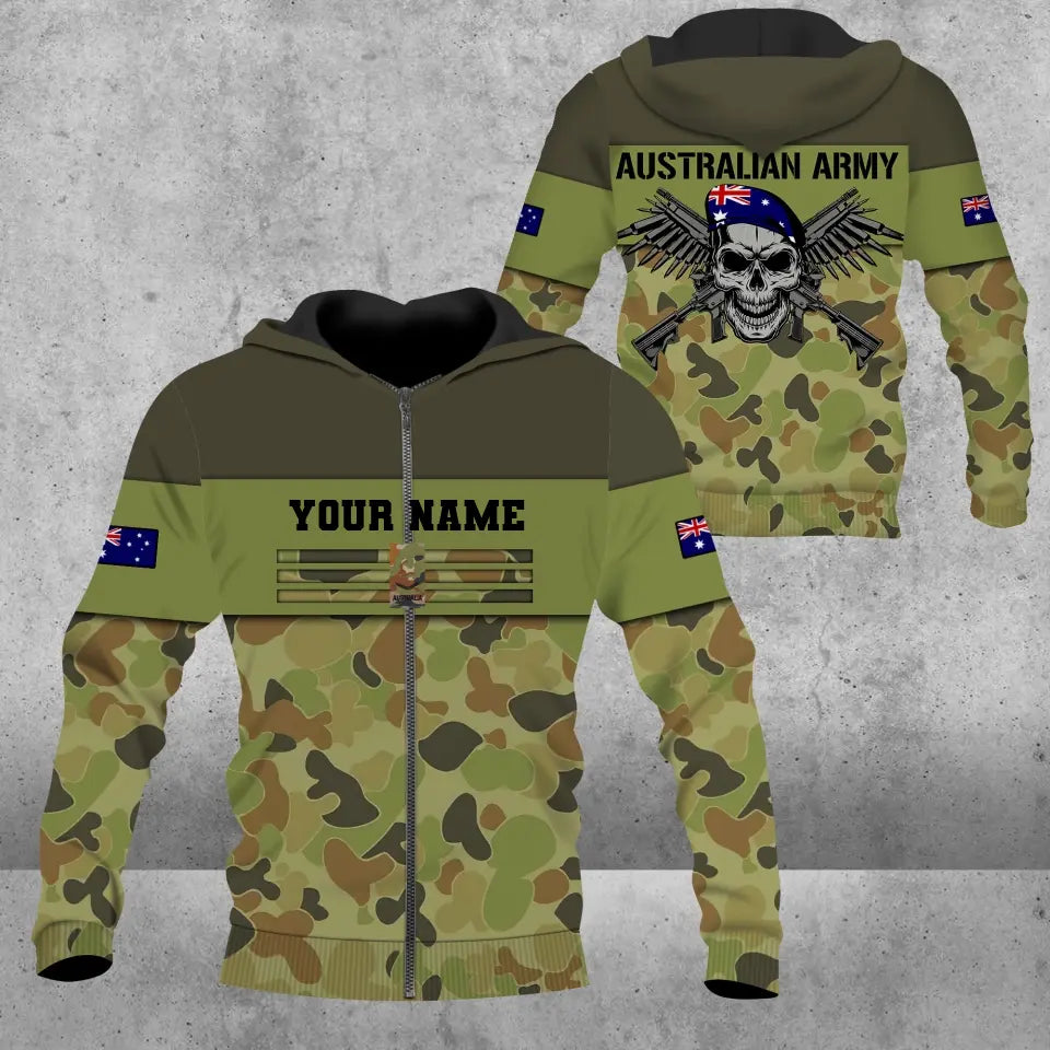 Veste de bombardier personnalisée avec camouflage soldat/vétéran australien avec nom et grade imprimés -111223001