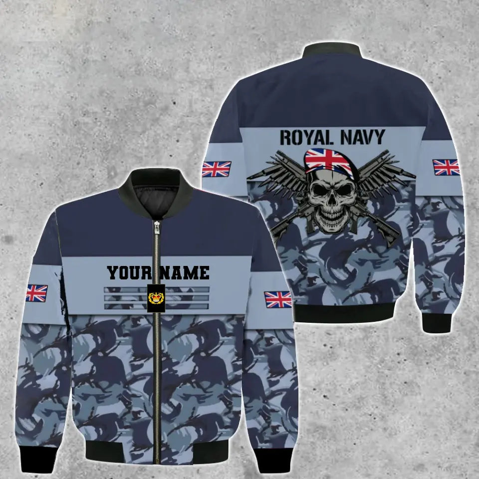 Personalisierte Bomberjacke mit Camouflage-Muster für britische Soldaten/Veteranen, bedruckt mit Namen und Rang -111223001