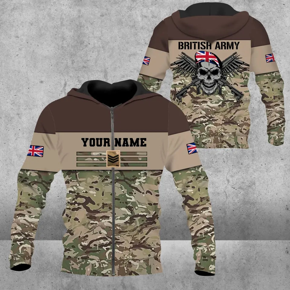 Personalisierte Bomberjacke mit Camouflage-Muster für britische Soldaten/Veteranen, bedruckt mit Namen und Rang -111223001