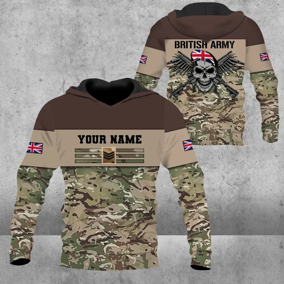 Personalisierte Bomberjacke mit Camouflage-Muster für britische Soldaten/Veteranen, bedruckt mit Namen und Rang -111223001